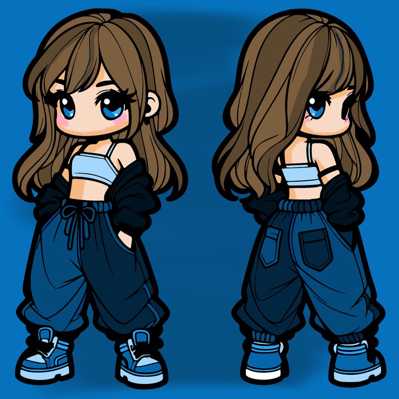 girl in crop top and baggy pants