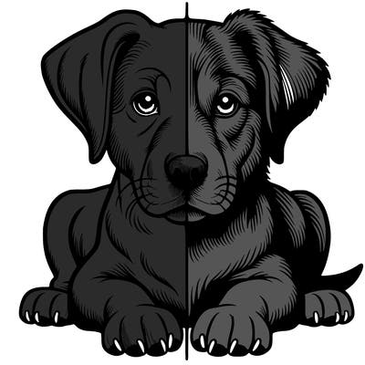 realistic dog split picture