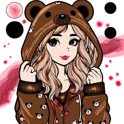 realistic girl in a animal pjs hoodie