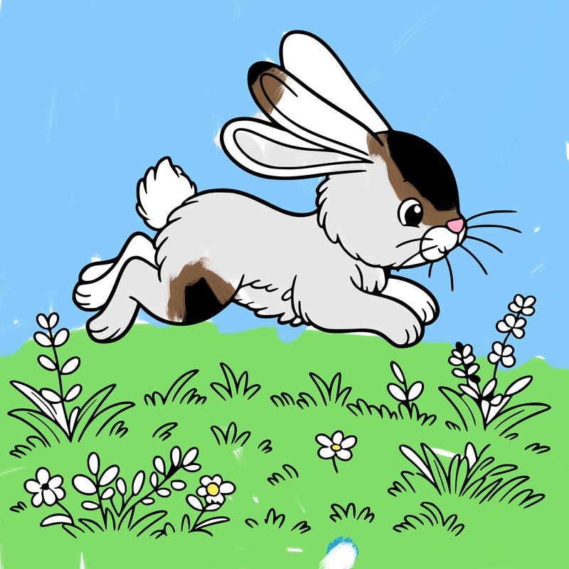 rabbit that jumps on a meadow