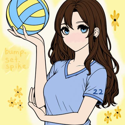 realistic girl holding a volleyball