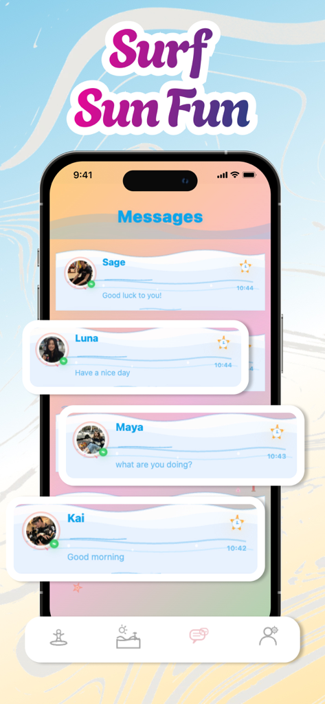 Telmo - Messaging interface of the Telmo surf social network app