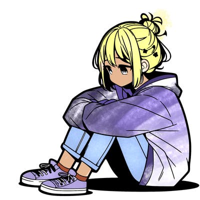 sad anime girl sitting alone