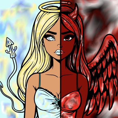 devil vs angel realistic girl