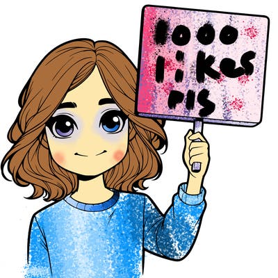 realistic girl holding up a sign