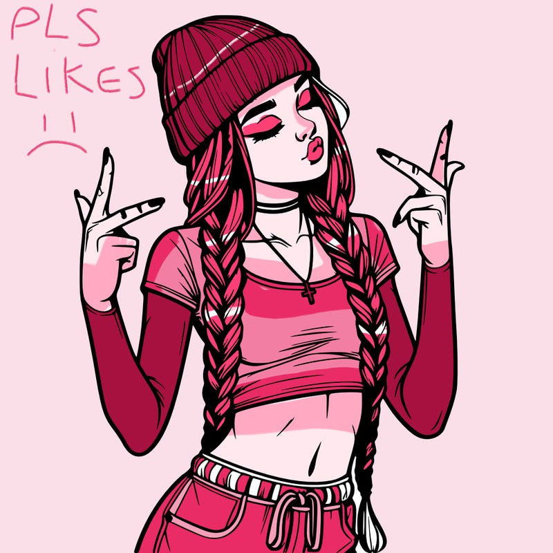 realistic teenage girl with braids and a beanie and crop top doing 🫶🏼