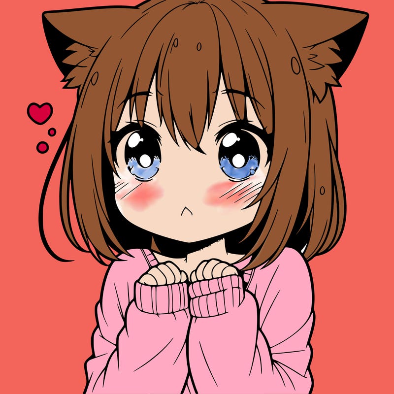 shy anime catgirl