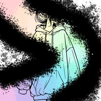 realistic girl with a oversized sweatshirt on and a bun