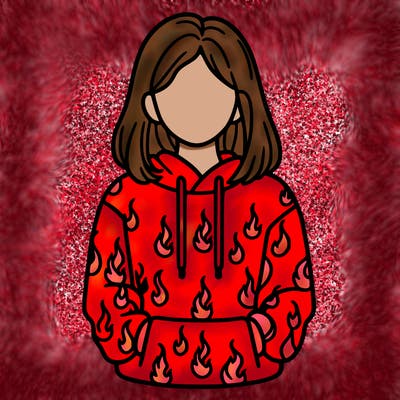 woman with fire hoodie