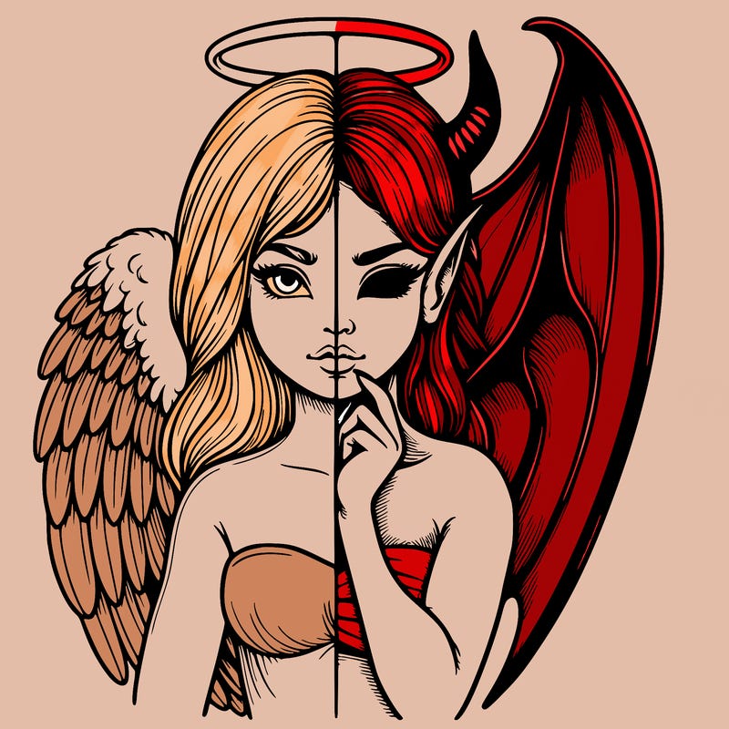 realistic angel half demon