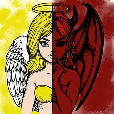 realistic angel half demon