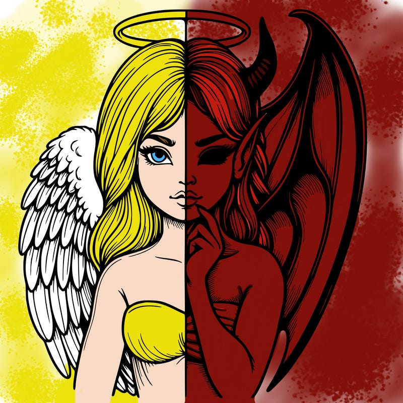 realistic angel half demon