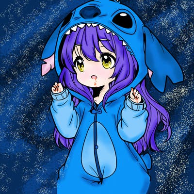 anime girl in a stitch onsie