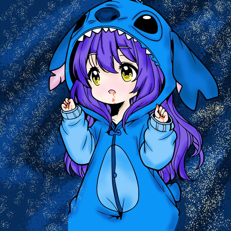 anime girl in a stitch onsie