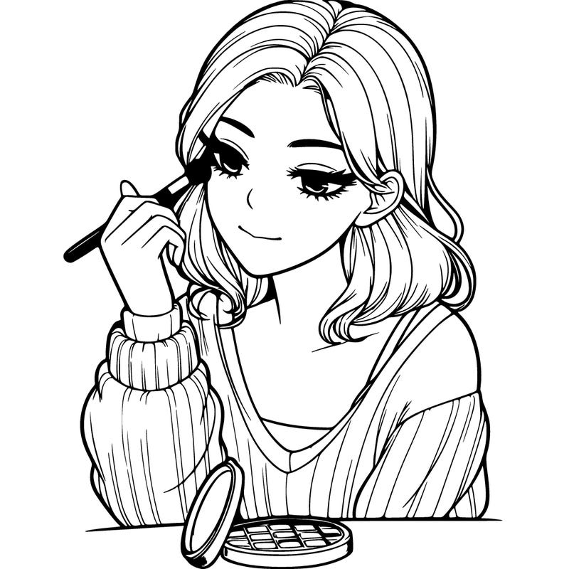 realistic girl doing with makeup