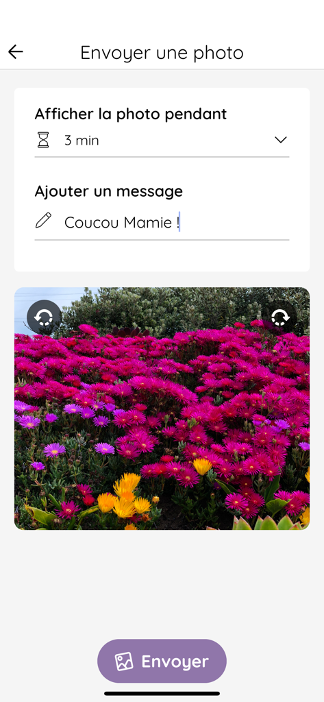 LiNote - Interface for sending a photo and custom message to a senior's LiNote tablet