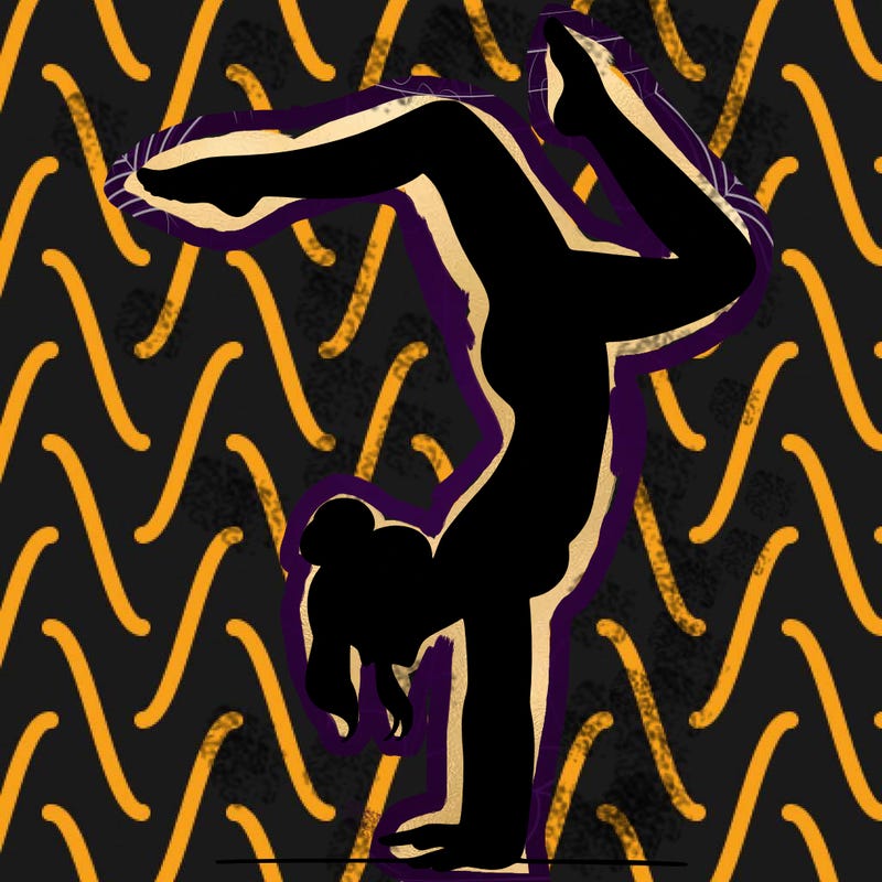 a woman doing a handstand