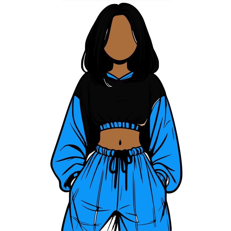 realistic girl faceless with baggy pants and a crop top
