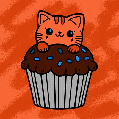 cat in a cupcake