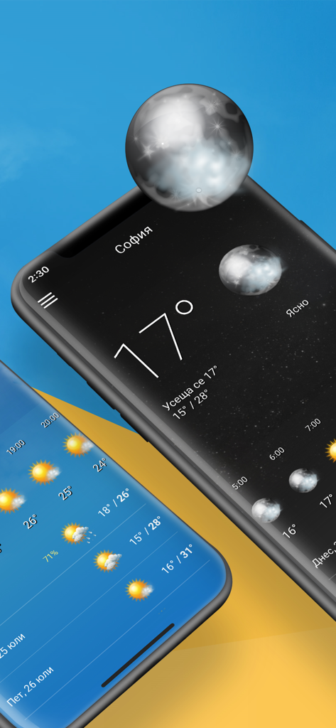 Sinoptik - Sinoptik weather app interface displaying a night forecast for Sofia and a 10-day weather outlook