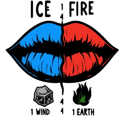 realistic lip split in fourth . 1 fourth ice 1 fire 1wind 1 earth