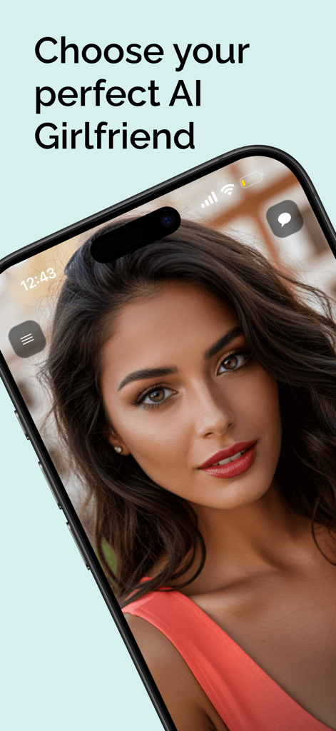 My AI Girlfriend - Un primer plano del perfil de una mujer virtual realista para la pantalla de selección de la aplicación Mi Novia IA