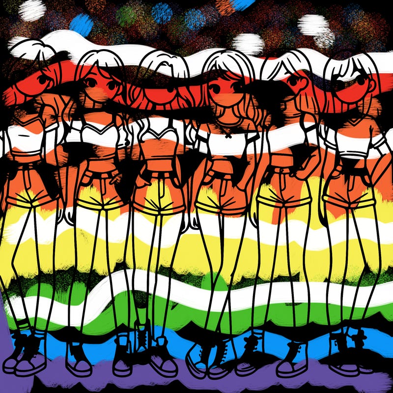 a group of girls wearing crop tops and shorts