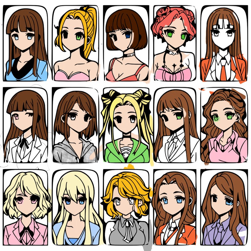 girls that look diffrent anime