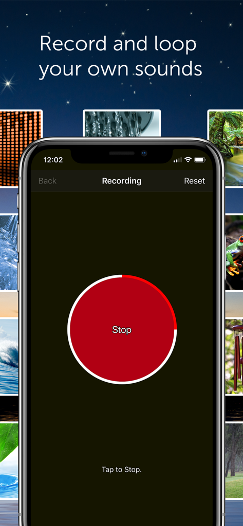 White Noise - Smartphone screen showing the custom sound recording interface of the White Noise app.