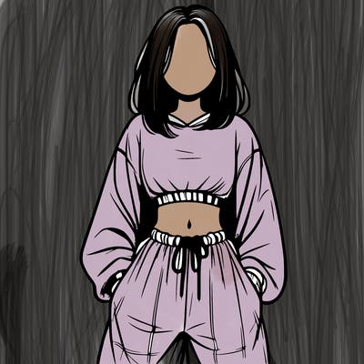 realistic girl faceless with baggy pants and a crop top