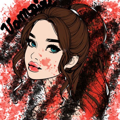 realistic girl with a ponytail on her hair and lips