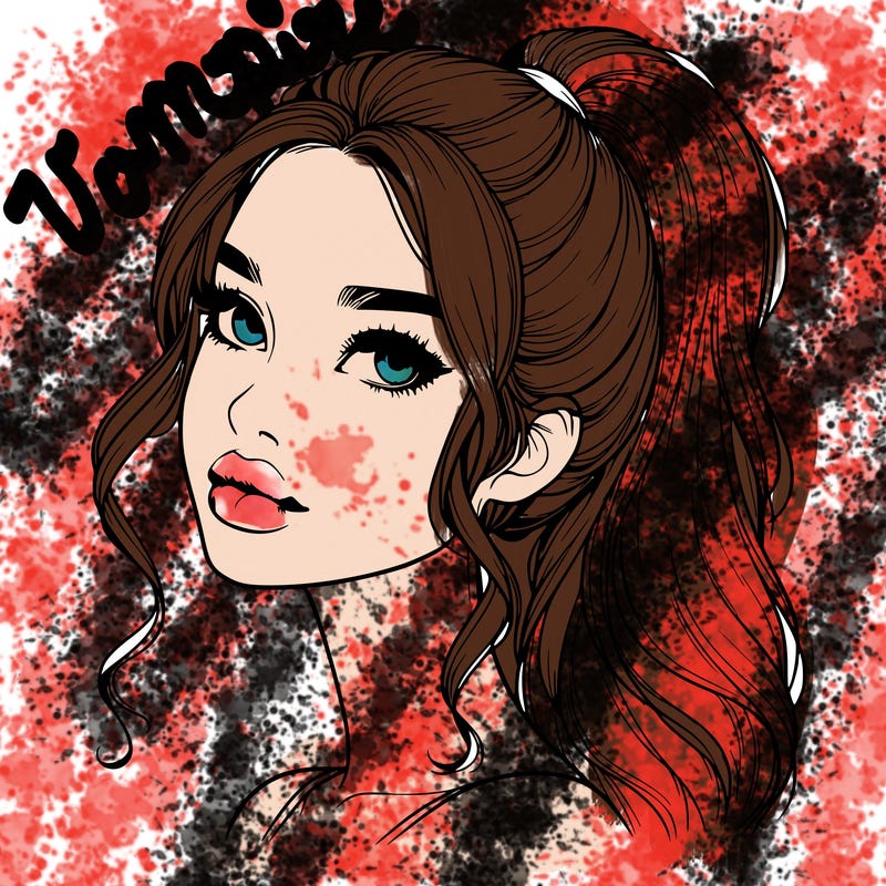 realistic girl with a ponytail on her hair and lips