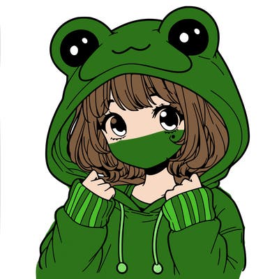 a cute teenage girl wearing a frog hoodie