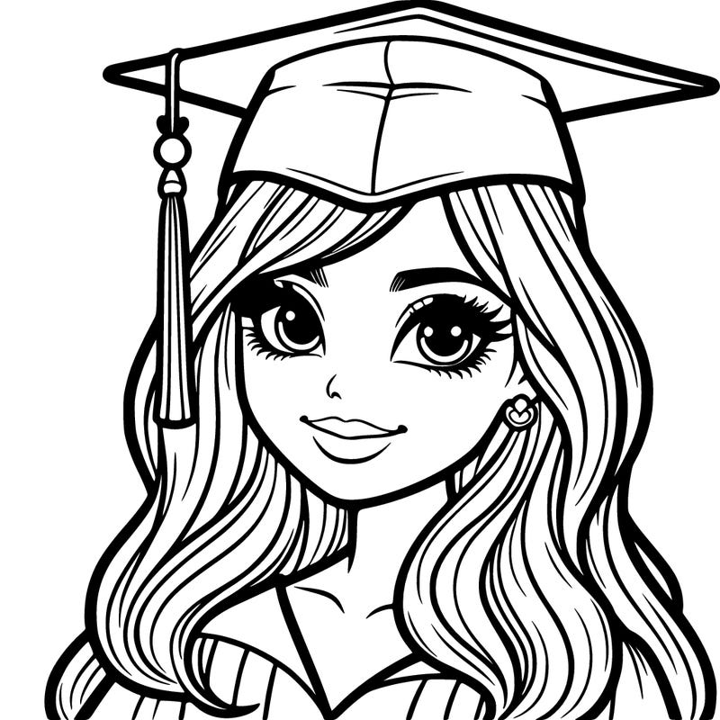 very pretty and realistic teenage girl graduating