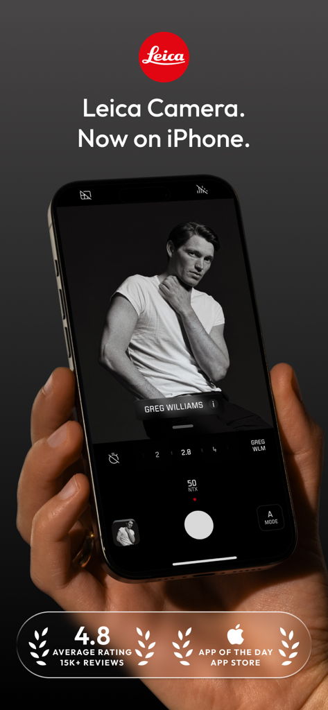 Leica LUX - Pro Manual Camera - Aplicativo de câmera manual profissional Leica LUX no iPhone mostrando um retrato em preto e branco