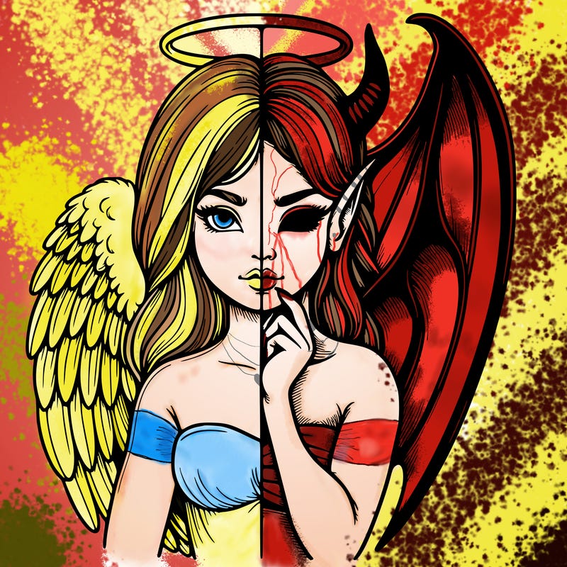 realistic angel half demon