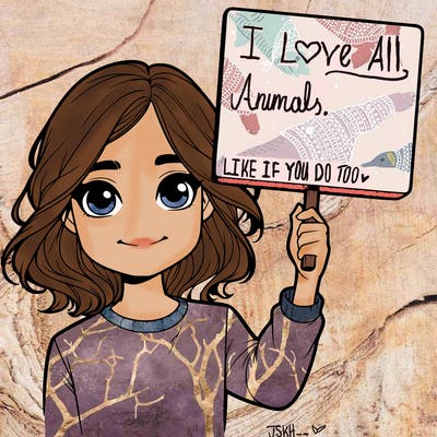 realistic girl holding up a sign