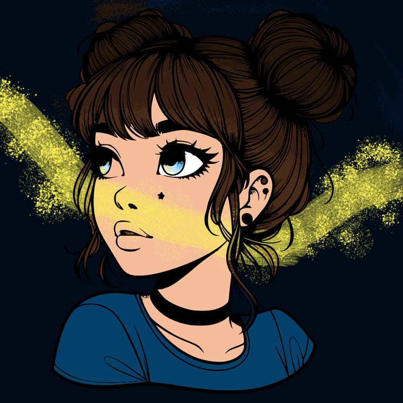 realistic girl with spacebuns