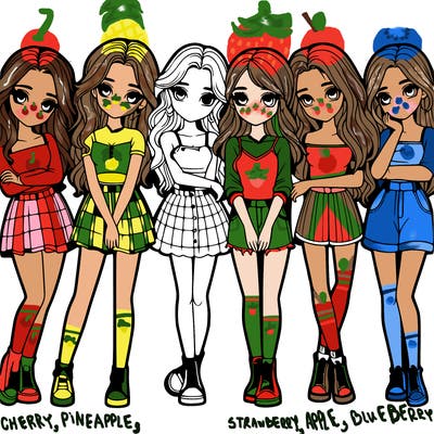 a group of girls realistic