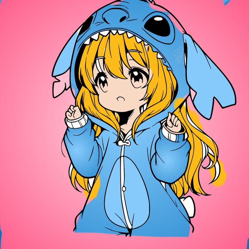 anime girl in a stitch onsie