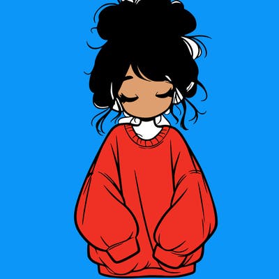 girl with baggy sweatshirt and messy bun