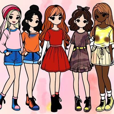 a group of five girls