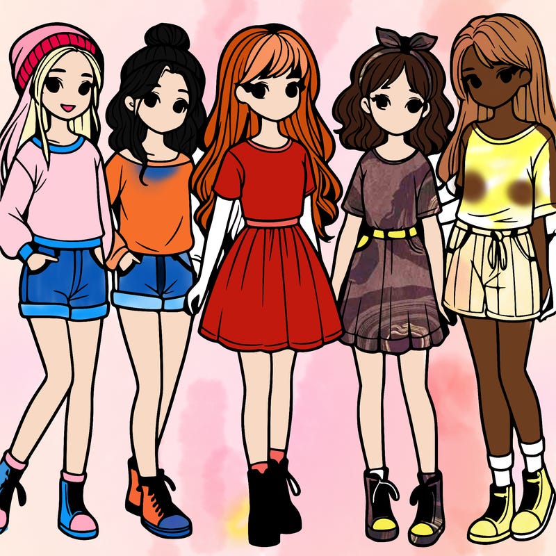 a group of five girls