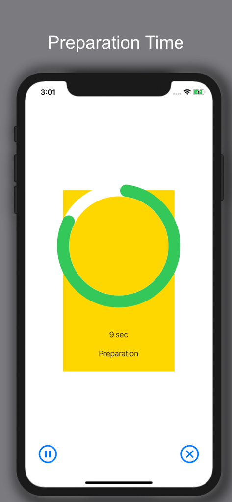 Simple Sinus Zazen Timer - Simple Sinus Zazen Timer app preparation countdown with a green circular progress bar