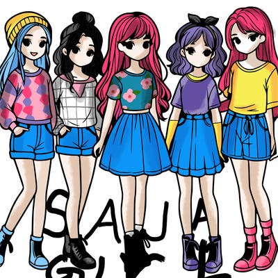 a group of five girls