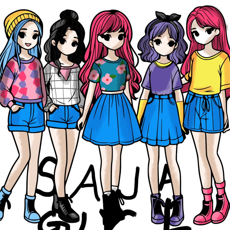 a group of five girls