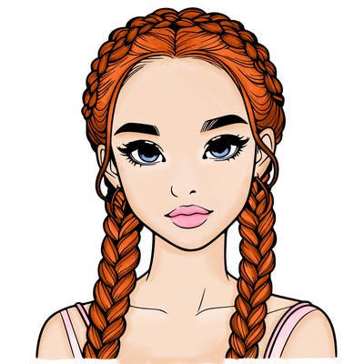 realistic girl with braids