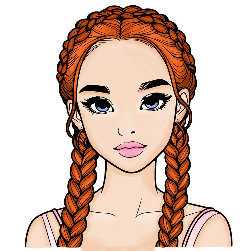 realistic girl with braids