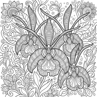 Dive into the exquisite world of Psychopsis orchids with this intricate coloring page designed for adults. Its detailed patterns offer a perfect escape for stress relief and creative mindfulness.