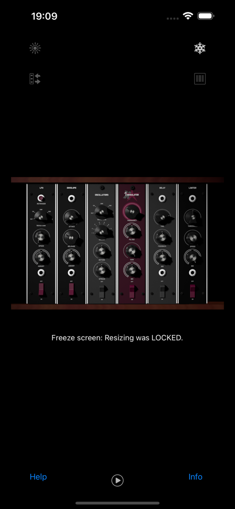 JAX ONE XModulator Extended - Interfaz de rack modular 3D del efecto de audio JAX ONE XModulator que muestra varios controles de modulación de sonido.